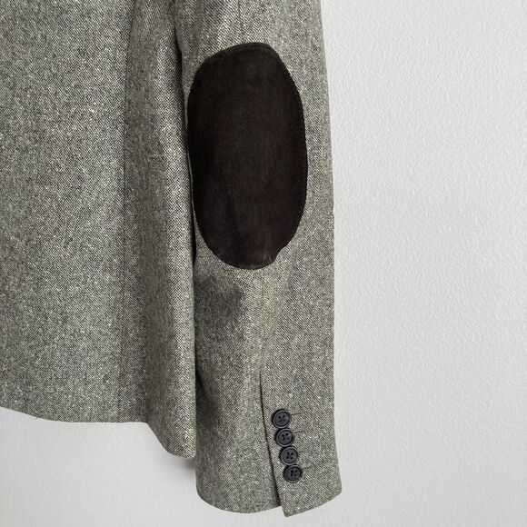 J. Crew Schoolboy Blazer Suede Elbow Patches 100% Wool Size 10 Gray Beige Mix - Picture 9 of 11
